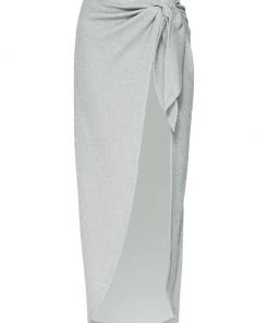 GOOD AMERICAN Glitter Tie Sarong Silver -GOOD AMERICAN Sales unnamed file 11