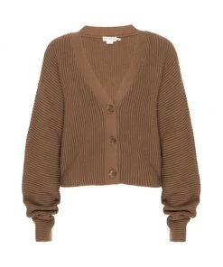 GOOD AMERICAN Heavy Rib-Knit Cropped Cardigan