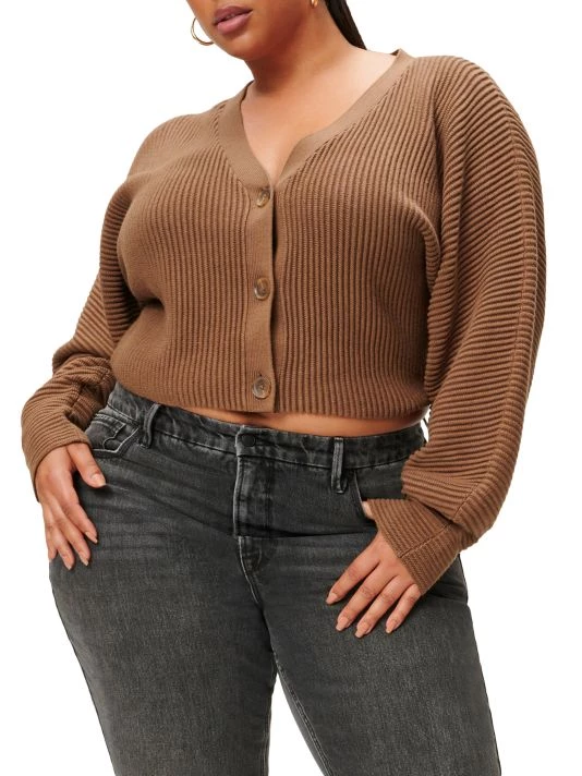 GOOD AMERICAN Heavy Rib-Knit Cropped Cardigan 3 GOOD AMERICAN Heavy Rib-Knit Cropped Cardigan - Image 3