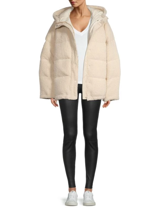 GOOD AMERICAN Faux Shearling Cocoon Puffer Jacket 2 GOOD AMERICAN Faux Shearling Cocoon Puffer Jacket - Image 2