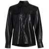 GOOD AMERICAN Faux Leather Utility Shirt Bone