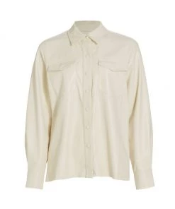 GOOD AMERICAN Faux Leather Utility Shirt Bone -GOOD AMERICAN Sales unnamed file 134