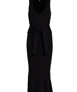 GOOD AMERICAN Belted Cotton Rib-Knit Midi-Dress
