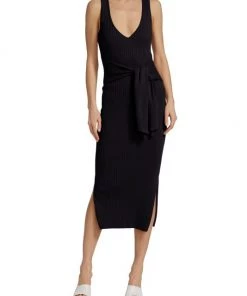 GOOD AMERICAN Belted Cotton Rib-Knit Midi-Dress -GOOD AMERICAN Sales unnamed file 137