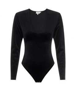 GOOD AMERICAN Velvet Plunging V-Neck Bodysuit