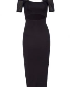 GOOD AMERICAN Off-Shoulder Cutout Midi-Dress