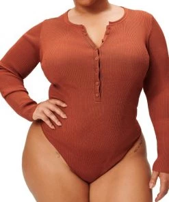 GOOD AMERICAN Ribbed Henley Bodysuit -GOOD AMERICAN Sales unnamed file 1501