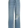GOOD AMERICAN Good High-Rise Distressed Straight-Leg Jeans