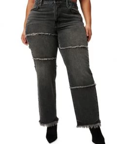 GOOD AMERICAN Good '90s High-Rise Frayed Seam Straight-Leg Jeans -GOOD AMERICAN Sales unnamed file 1534