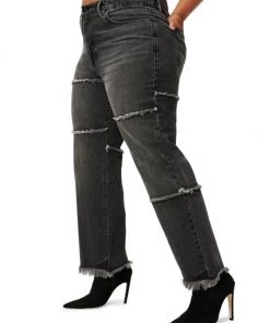 GOOD AMERICAN Good '90s High-Rise Frayed Seam Straight-Leg Jeans -GOOD AMERICAN Sales unnamed file 1535