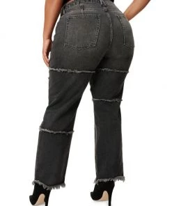 GOOD AMERICAN Good '90s High-Rise Frayed Seam Straight-Leg Jeans -GOOD AMERICAN Sales unnamed file 1536