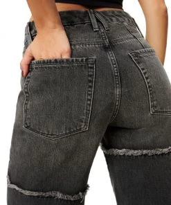 GOOD AMERICAN Good '90s High-Rise Frayed Seam Straight-Leg Jeans -GOOD AMERICAN Sales unnamed file 1537