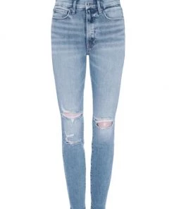 GOOD AMERICAN Good Legs Distressed High-Rise Skinny Jeans