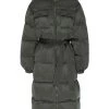 GOOD AMERICAN Long-Line Belted Puffer Coat
