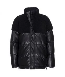 GOOD AMERICAN Faux Leather Cocoon Puffer Jacket