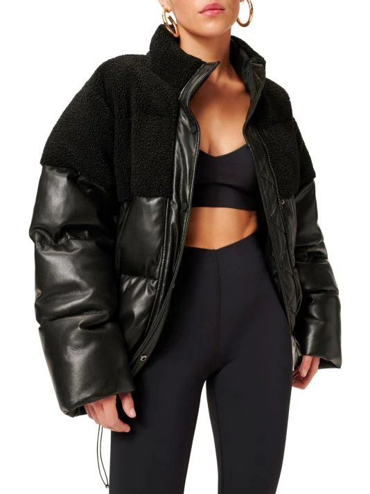 GOOD AMERICAN Faux Leather Cocoon Puffer Jacket 4 GOOD AMERICAN Faux Leather Cocoon Puffer Jacket - Image 4