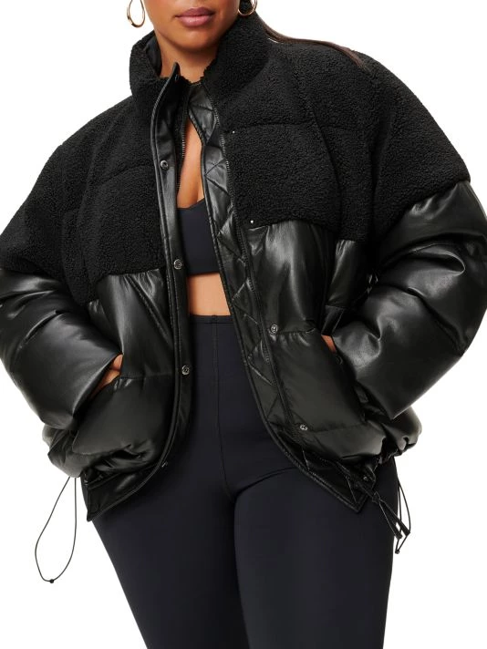 GOOD AMERICAN Faux Leather Cocoon Puffer Jacket 7 GOOD AMERICAN Faux Leather Cocoon Puffer Jacket - Image 7