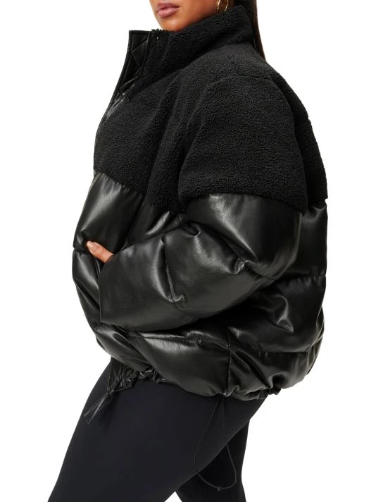 GOOD AMERICAN Faux Leather Cocoon Puffer Jacket 8 GOOD AMERICAN Faux Leather Cocoon Puffer Jacket - Image 8