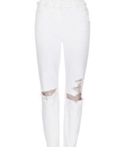 GOOD AMERICAN Good Waist High-Rise Distressed Stretch Crop Skinny Jeans