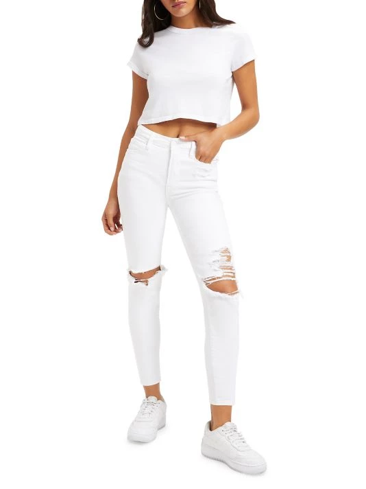 GOOD AMERICAN Good Waist High-Rise Distressed Stretch Crop Skinny Jeans 2 GOOD AMERICAN Good Waist High-Rise Distressed Stretch Crop Skinny Jeans - Image 2