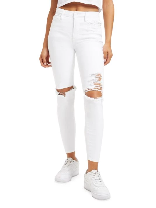 GOOD AMERICAN Good Waist High-Rise Distressed Stretch Crop Skinny Jeans 4 GOOD AMERICAN Good Waist High-Rise Distressed Stretch Crop Skinny Jeans - Image 4