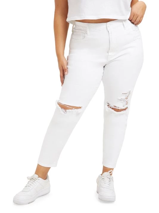 GOOD AMERICAN Good Waist High-Rise Distressed Stretch Crop Skinny Jeans 7 GOOD AMERICAN Good Waist High-Rise Distressed Stretch Crop Skinny Jeans - Image 7