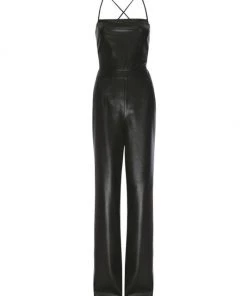 GOOD AMERICAN Vacay Faux Leather Jumpsuit