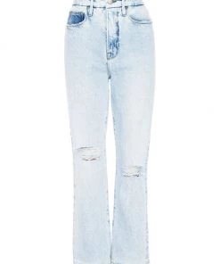 GOOD AMERICAN Good Boy Distressed High-Waisted Stretch Jeans