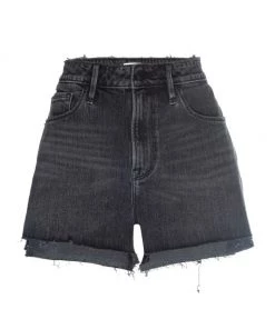 GOOD AMERICAN Good '90s Step-Hem Cut-Off Stretch Jean Shorts