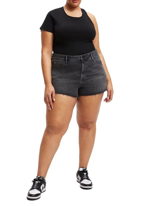 GOOD AMERICAN Good '90s Step-Hem Cut-Off Stretch Jean Shorts 3 GOOD AMERICAN Good '90s Step-Hem Cut-Off Stretch Jean Shorts - Image 3