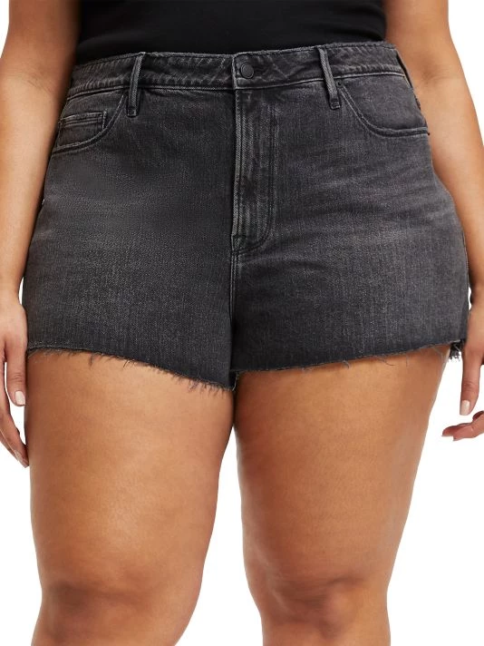 GOOD AMERICAN Good '90s Step-Hem Cut-Off Stretch Jean Shorts 7 GOOD AMERICAN Good '90s Step-Hem Cut-Off Stretch Jean Shorts - Image 7