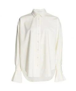 GOOD AMERICAN High-Low Poplin Shirt