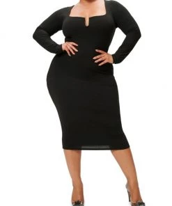 GOOD AMERICAN U-Neck Bodycon Midi Dress -GOOD AMERICAN Sales unnamed file 400