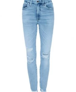 GOOD AMERICAN Good Legs Chewed Hem Skinny Jeans