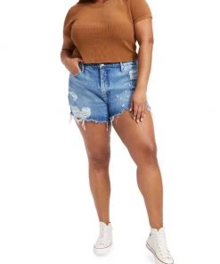 GOOD AMERICAN Good '90s High-Waisted Distressed Denim Shorts -GOOD AMERICAN Sales unnamed file 43