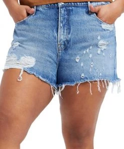 GOOD AMERICAN Good '90s High-Waisted Distressed Denim Shorts -GOOD AMERICAN Sales unnamed file 47