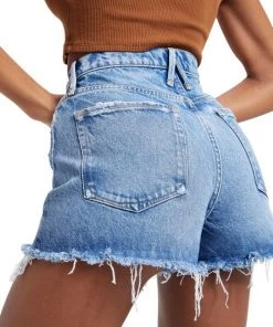GOOD AMERICAN Good '90s High-Waisted Distressed Denim Shorts -GOOD AMERICAN Sales unnamed file 50