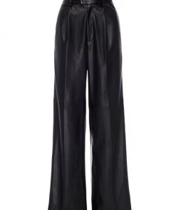 GOOD AMERICAN Wide-Leg Faux Leather Trousers