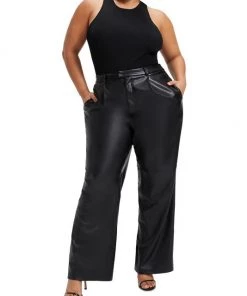 GOOD AMERICAN Wide-Leg Faux Leather Trousers -GOOD AMERICAN Sales unnamed file 649