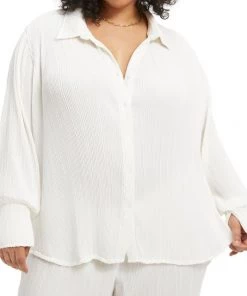 GOOD AMERICAN Plissé Oversized Shirt -GOOD AMERICAN Sales unnamed file 701