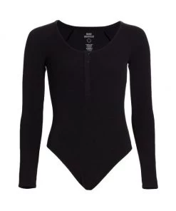 GOOD AMERICAN The Feel Good Henley Bodysuit White