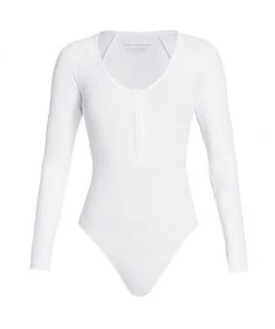 GOOD AMERICAN The Feel Good Henley Bodysuit White -GOOD AMERICAN Sales unnamed file 727