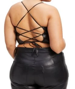 GOOD AMERICAN Vacay Strappy Faux Leather Top -GOOD AMERICAN Sales unnamed file 799