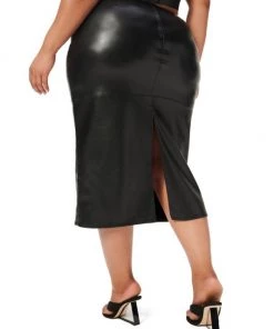 GOOD AMERICAN Better Than Leather Faux-Leather Midi-Skirt -GOOD AMERICAN Sales unnamed file 812