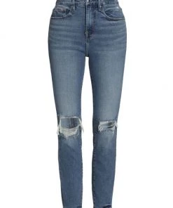 GOOD AMERICAN Good High-Rise Distressed Stretch Sculpting Skinny Jeans