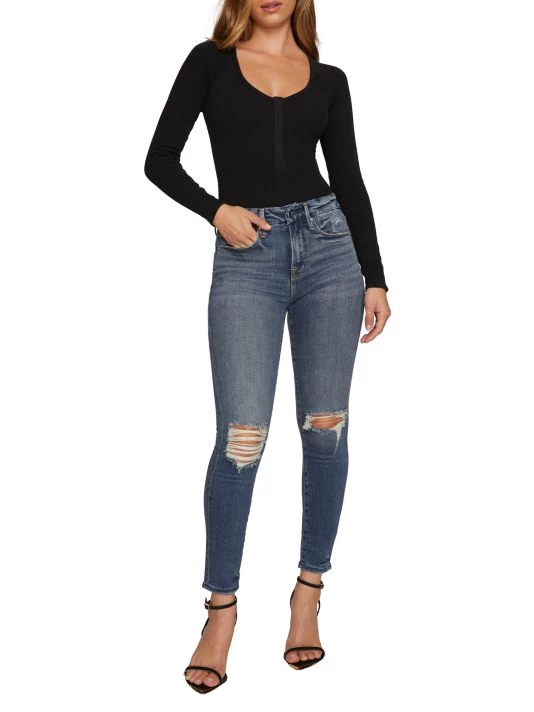 GOOD AMERICAN Good High-Rise Distressed Stretch Sculpting Skinny Jeans 2 GOOD AMERICAN Good High-Rise Distressed Stretch Sculpting Skinny Jeans - Image 2