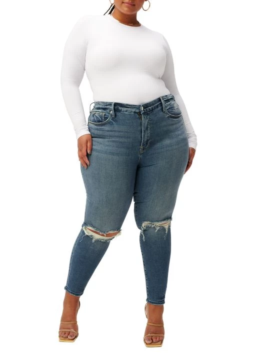 GOOD AMERICAN Good High-Rise Distressed Stretch Sculpting Skinny Jeans 3 GOOD AMERICAN Good High-Rise Distressed Stretch Sculpting Skinny Jeans - Image 3