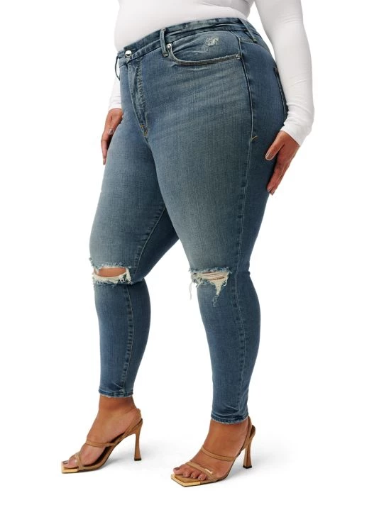 GOOD AMERICAN Good High-Rise Distressed Stretch Sculpting Skinny Jeans 9 GOOD AMERICAN Good High-Rise Distressed Stretch Sculpting Skinny Jeans - Image 9