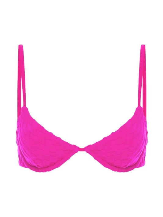 GOOD AMERICAN Jacquard Wave Check Underwire Bikini Top Hawaiian Pink 3 GOOD AMERICAN Jacquard Wave Check Underwire Bikini Top Hawaiian Pink - Image 3