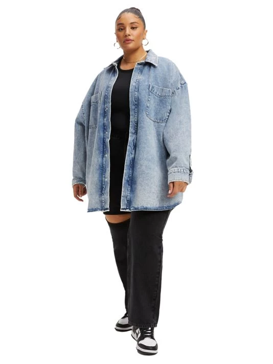 GOOD AMERICAN Denim Pocket Shacket 3 GOOD AMERICAN Denim Pocket Shacket - Image 3